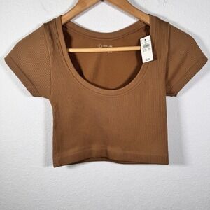 NWT!! Offline by Aerie Women's Brown Ribbed‎ Seamless Crop Top | Size XS